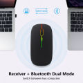 GOOJODOQ Wireless Mouse Rechargeable Bluetooth Mouse for Laptop Rechargeable Mouse Dual Mode 2.4Ghz USB + Bluetooth Mouse For Computer Silent Wireless Mouse LED Backlit. 