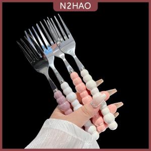 N2HAO Ngọc Trai Xử Lý Ngã Ba Cho Món Tráng Miệng Hộ Gia Đình Bít Tết Thép Không Gỉ Ngã Ba Salad Ngã Ba Món Tráng Miệng Mì Ống Ngã Ba Phụ Kiện Nhà Bếp Tiện Ích