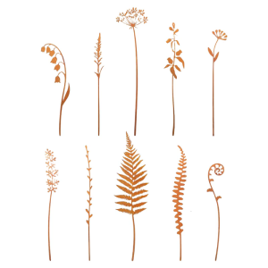 5PCS Decorative Rusty Ground Stake For Potted Fern Weather Resistant Iron Art Garden Landscape Stake Easy Installation