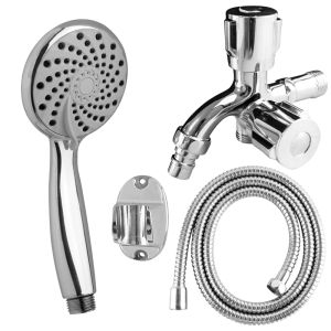Hand Shower 1 Set Kran+Selang Kamar Mandi Bahan Stainless Dan Abs Chrome HS-79+G-6+JS-20+HSZ-90