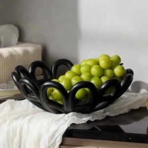 Sacesr Ceramic Storage Trays Creative Flower Petals Shape Hollow Fruit Plate Modern Simple Dining Table Decoration Home Storage K7M2P