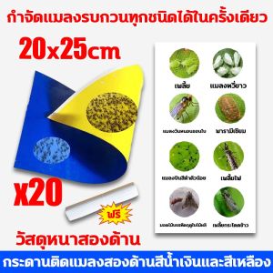 แบบสุดฮอตล่อแรง100% สีน้ำเงิน+กาวดักแมลงสีเหลือง สองหน้า กาวดักแมลง แผ่นกาวดักแมลง 20x25cm. แพ็ค 20 แผ่น กำจัดแมลง แมลงหวี่ขาว เพลี้ย เพลี้ยไฟ ด้วงหมัด แมลงเม่า รอ กาวดักแมลง แผ่นพลาสติก เคลือบกาว คุณภาพดี ใช้งานได้นาน ฆ่าศัตรูพืชทุกชนิดในคราวเดียว
