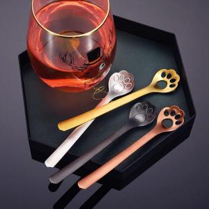 HJKL การผสม บ้าน ไอศครีม ชาเย็น สแตนเลส หมาแมวอุ้งเท้า ช้อนชา เครื่องมือกวน เครื่องกวนกาแฟ ช้อนนม