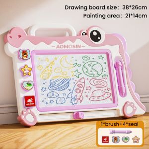 Oldlaiben Kids Magnetic Drawing Board Cartoon Dinosaur Shape Magnetic Board Portable Kids Painting Board Toy