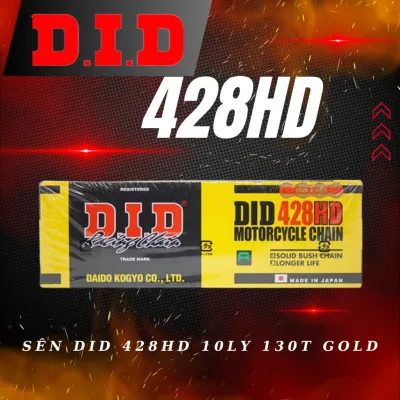 Sên 10 ly không phốt DID 428HD Vàng 130 mắt chính hãng.