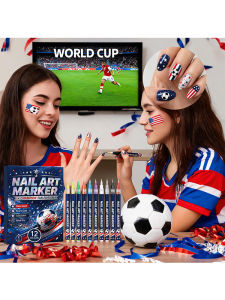 new 12Pcs Champion Fan Edition Nail Art Markers Quick Dry Nail Pens DIY American Flag Football Nail Art Liner Manicure Tools Free Shipping