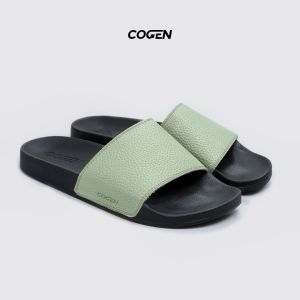 Cogen Sandal Pria dan Wanita Slop Rubber Sendal Kulit - Basic Light Olive