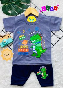 Setelan Baju bayi anak laki laki motif karakter DINO AEROSPACE usia baby 3-15 bulan MAX BB 10 KG.