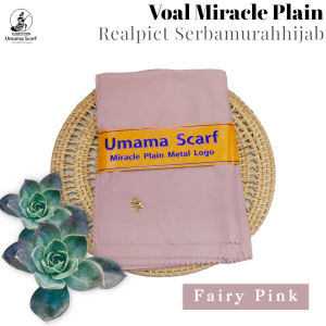 (BISA SERAGAM) UMAMA SCARF - HIJAB SEGIEMPAT POLOS VOAL MIRACLE PLAIN LC 110X110CM METAL LOGO