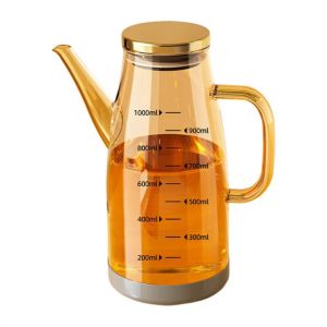 HUNIU Large Capacity Cooking Oil Bottle Rubber Base Leakproof Glass Oil Cruet Container Food Grade Refillable Soy Sauce Pot Kitchen