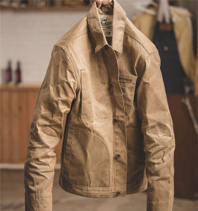 Maden brand high quality tooling 2025 new shirt men Japanese retro texture heavy oil wax canvas Tough guy jacket classic slim trend culture Hip hop Cold Tough guy style riding coat