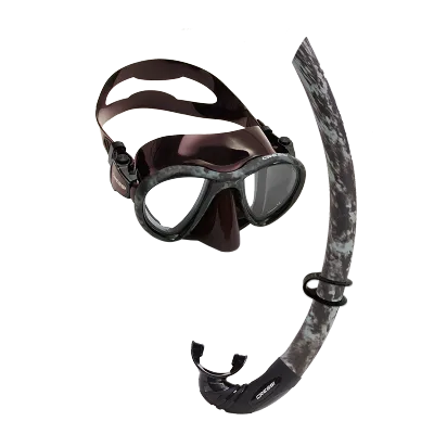 Cressi HUNTER Camouflage Diving Mask Snorkel Set Scuba Diving Mask Snorkeling Mask Flexible Breathing Tube Set for Adults