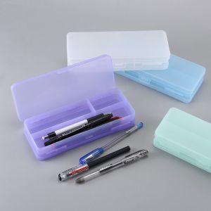 FDGFGG Storage Box Transparent Pencil Case Plastic Macaron Dual-Layer Pencil Box Multi-Functional Large Capacity Simple Pen Case Student