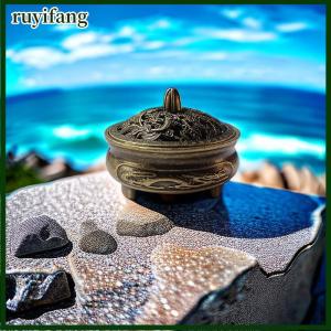 ruyifang กระถางธูปทองเหลืองลายมังกรฟีนิกซ์มีช่องใส่ธูปเครื่องหอม