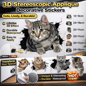 3D Cartoon Cat Car Sticker Cute Animal Vehicle Decal Waterproof Durable Vinyl Auto Sticker For Car Window Bumper Decor