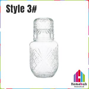 HB Glass Carafe Pitcher and Water Cup 540ml Bedside Water Carafe Household Tea Jug Drinkware Set