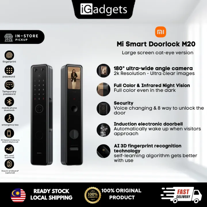 Xiaomi Smart Door Lock M20 Cat Eye Visual Screen Fingerprint Bluetooth ...