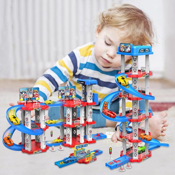 BOLT DRIVER SCREW 16 Car Parking Track Set with 5 Cars High Quality Plastic