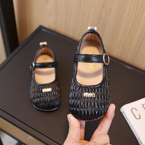 [Free Shipping] Spring Girls Leather Shoes ChildrenS Princess Flats Baby Comfortable Loafers Korean-Style ChildrenS Leather Shoes