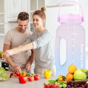 QuiFit 2200ml Water Bottle Tumbler with Straw 100% BPA Free Plastic Water Jug Wide Mouth Motivational Drinking Bottles Large Sports Water Container Cute Cup for Gym and Outdoor Activities