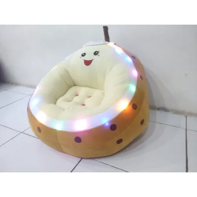 COD Sofa anak karakter Boba plus lampu LED Sofa Lucu ukuran 60x60x45 cm isian dakron super bisa di pakai sampai anak usia 10 tahun.