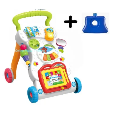 🎈Ready Stock🎈 4 in 1 Baby Toddler Push Music Walker Education Learning Toys Walk Stand Trolley toy