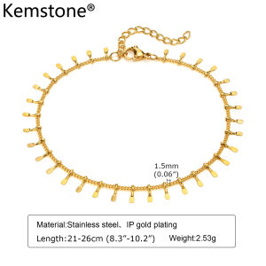 Kemstone Colorful Stainless Steel Anklet for Women Summer Matchstick Beaded Beach Jewelry