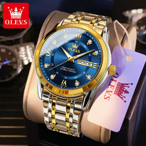 OLEVS men watch waterproof  new luxury fashion diamond-encrusted luminous stainless steel gold calendar quartz watch brand gift for boyfriend