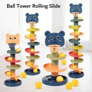 Drop & move montessori 5 layer Ball Tower Rolling Slide puzzle basketball game tiktok sport kids toy early education