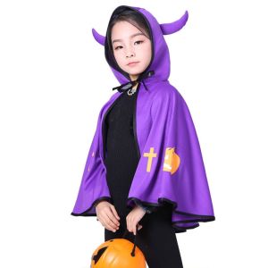 BANZU Trẻ em Phù Thủy Phim hoạt hình Halloween Party Cloak Cosplay Trang Phục Cosplay Đạo Cụ Devil Sừng Áo Đội mũ trùm đầu Áo