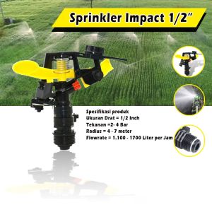 Head Impact Sprinkler Taman Drat 1/2 - Kepala Sprinkler Taman Impact Siram Tanaman Irigasi Otomatis