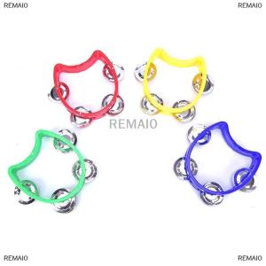 [COD] REMAI0 Hand Held Tambourine Metal Bell Plastic Percussion for KTV Party Kid Game Toy