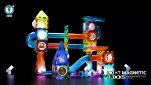 Marble Run Pipe Maze with Lights 3D Magnetic Tube Race Track Building Magnetic Block Light Education