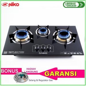 NIKO REFLECTION PRO PHANTOM KOMPOR GAS TANAM KACA 3 TUNGKU TEMPERED GLASS - BISA TANAM & MEJA
