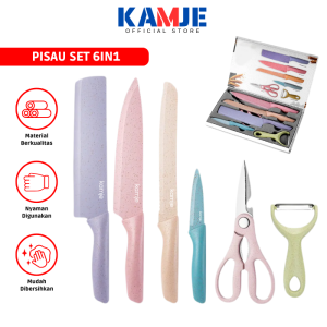 KAMJE Pisau Set Dapur 6 in 1 Daging Super Tajam Anti Lengket Stainless Steel KMJ002