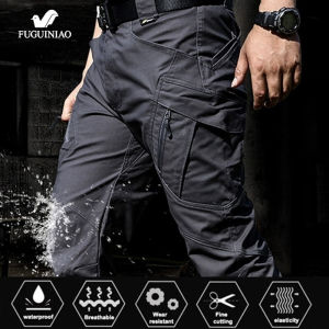 Fuguiniao Mans Military Casual Cargo Pants Elastic Outdoor Army Trousers Men Slim Many Pockets Waterproof Wear Resistant Tactical Pants M-6XL