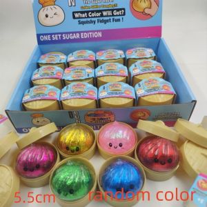 ADALIA With Steamer Dumpling Squishy Toys Glitter Colorful Sensory Fidget Ball Creative Pinch Squishy Dumpling Kids Adults