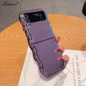 for Samsung Z Flip5 Plating Solid Color Wave Case for Samsung Galaxy Z Flip 6 5 4 3 ZFlip flip4 Soft Shockproof Ultra Slim Cover