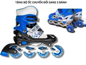 giày trượt patin tặng bộ ốc chuyển sang 3 bánh tặng bảo hộ chân tay gối