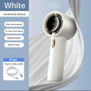 Mini Fan Rechargeable Handheld Jet Fan Strong Wind 1-100 Gear Wind Speed Metal Body Digital Display Adjustable Turbo Fan Fo ﻿