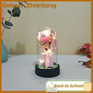 Behoo 1 Bộ vĩnh cửu Rose ánh sáng xà phòng hoa trong Acrylic Bìa LED Valentine ngày quà tặng cho bạn gái bà mẹ ngày cưới phù dâu Quà Tặng
