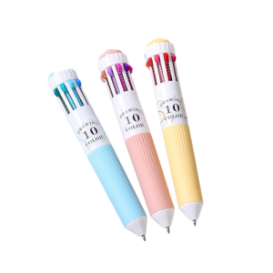 3Pcs Multicolored Pen 10-Color-in-1 Writing Pens for Noting Journaling Retractable Ballpoint Pen for School Office