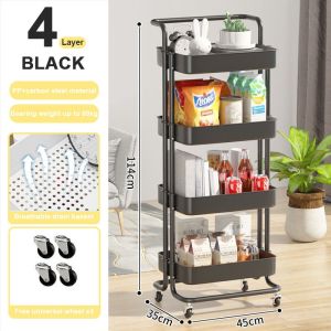 Utility trolley cart Storage Rack Home Carts Kitchen Organizer Shelf With Wheel