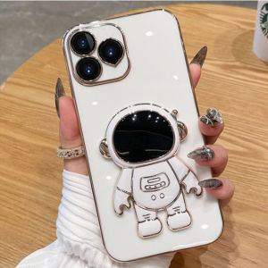 Phone Case For Realme C53 C51 realme Note 50 note50 Astronaut Fold Holder Plating Cellphone Cover