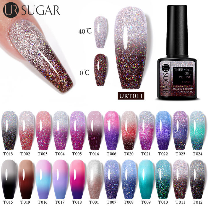 UR SUGAR Thermal Nail art Gel Polish Shiny Sequins Effect Color Change ...