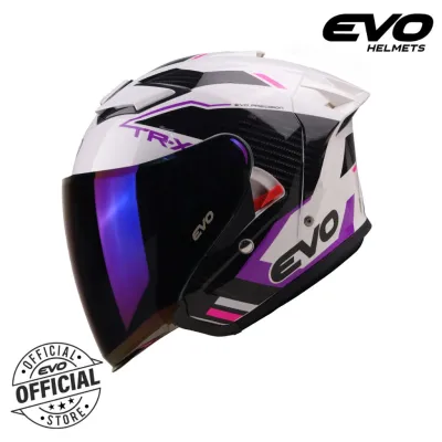 EVO TR-X Radix Half Face Dual Visor Motorcycle Helmet With Free Clear Lens