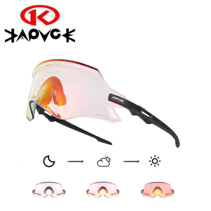 KAPVOE Colored Photochromic Cycling Glasses Men's MTB Cycling Sunglasses  Outdoor Sports Bike Visor Women's Road Bike Lens Lazada PH