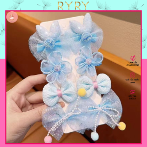 Set 8 kẹp tóc mỏ vịt bé gái đáng yêu set kẹp tóc dễ thương gồm 8 kẹp vải xịn xò cho bé