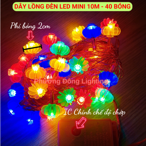 DÂY LỒNG ĐÈN KHÍA CHỚP NHÁY TRANG TRÍ LỄ TẾT - 4M - 16 BÓNG CÓ IC CHỈNH CHẾ ĐỘ
