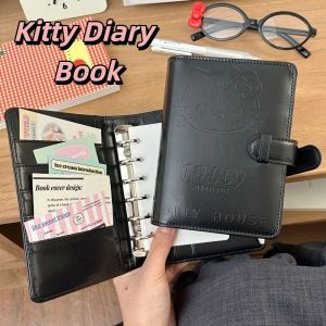 GONUUWGL ไดอารี่ที่ถอดออกได้ สมุดโน้ตการ์ตูนอนิเมะ หนัง PU ทนต่อการเปื้อน สมุดบันทึกของคิตตี้ ง่าย ราบรื่น ปกป้องสมุดบันทึก นักเรียน
